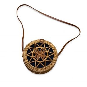 Chic, Bohemian Brown and Black Woven Crossbody Bag